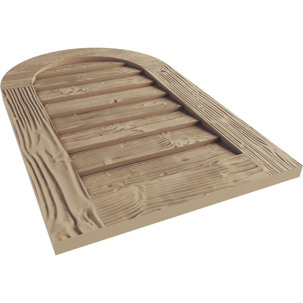 Ekena Millwork Timberthane Sandblasted Round Top Faux Wood Non-Functional Gable Vent, Primed Tan, 14"W x 18"H - GVURRT14X18DSDPR