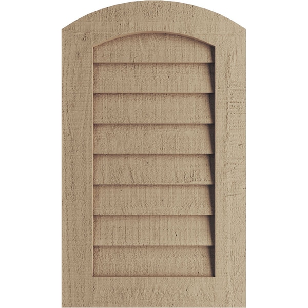 Ekena Millwork Timberthane Rough Cedar Arch Top Faux Wood Non-Functional Gable Vent, Primed Tan, 34"W x 42"H - GVURAR34X42DRCPR