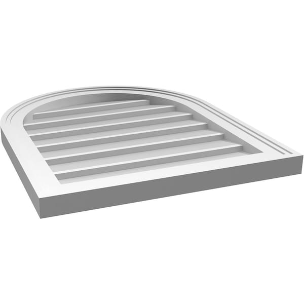 Ekena Millwork Round Top Surface Mount PVC Gable Vent w/ 2"W x 1-1/2"P Brickmould Frame, 20"W x 24"H - GVPRT20X2402SN