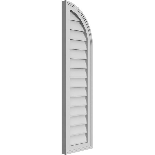 Ekena Millwork Quarter Round Top Right Surface Mount PVC Gable Vent w/ 2"W x 1-1/2"P Brickmould Frame, 12"W x 42"H - GVPQR12X4202SN