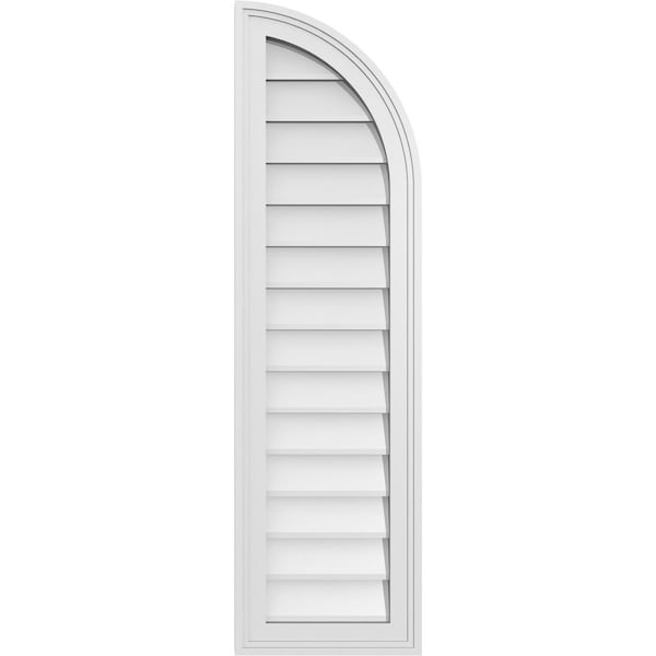 Ekena Millwork Quarter Round Top Right Surface Mount PVC Gable Vent w/ 2"W x 1-1/2"P Brickmould Frame, 12"W x 42"H - GVPQR12X4202SN