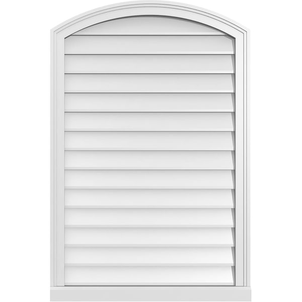 Ekena Millwork Arch Top Surface Mount PVC Gable Vent: Functional, w/ 2"W x 2"P Brickmould Sill Frame, 28"W x 42"H - GVPAR28X4203SF