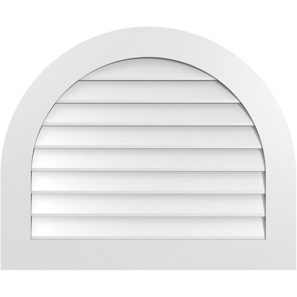 Ekena Millwork Round Top Surface Mount PVC Gable Vent: Non-Functional, w/ 3-1/2"W x 1"P Standard Frame, 34"W x 28"H - GVPRT34X2801SN
