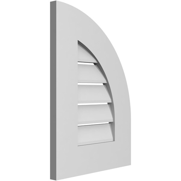 Ekena Millwork Quarter Round Top Right Surface Mount PVC Gable Vent w/ 3-1/2"W x 1"P Standard Frame, 14"W x 20"H - GVPQR14X2001SF