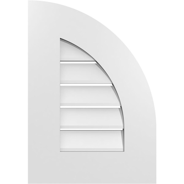 Ekena Millwork Quarter Round Top Right Surface Mount PVC Gable Vent w/ 3-1/2"W x 1"P Standard Frame, 14"W x 20"H - GVPQR14X2001SF