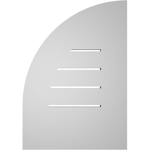 Ekena Millwork Quarter Round Top Right Surface Mount PVC Gable Vent w/ 3-1/2"W x 1"P Standard Frame, 14"W x 20"H - GVPQR14X2001SF