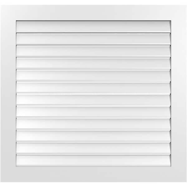 Ekena Millwork Vertical Surface Mount PVC Gable Vent: Functional, w/ 3-1/2"W x 1"P Standard Frame, 42"W x 40"H - GVPVE42X4001SF