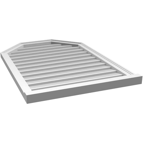 Ekena Millwork Octagonal Top Surface Mount PVC Gable Vent w/ 2"W x 2"P Brickmould Sill Frame, 28"W x 40"H - GVPOT28X4003SN