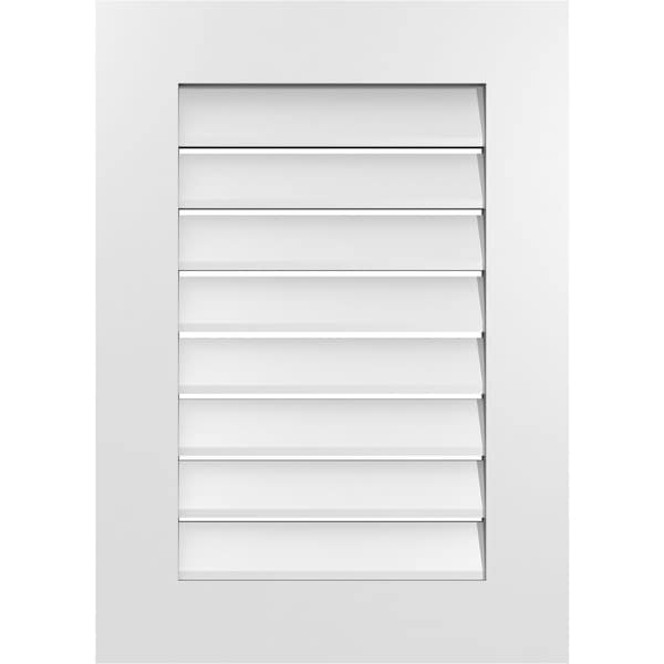 Ekena Millwork Vertical Surface Mount PVC Gable Vent: Functional, w/ 3-1/2"W x 1"P Standard Frame, 20"W x 28"H - GVPVE20X2801SF