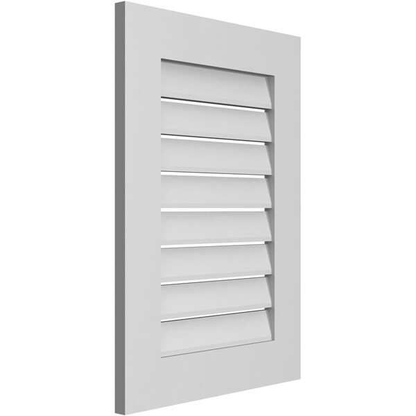 Ekena Millwork Vertical Surface Mount PVC Gable Vent: Functional, w/ 3-1/2"W x 1"P Standard Frame, 20"W x 28"H - GVPVE20X2801SF