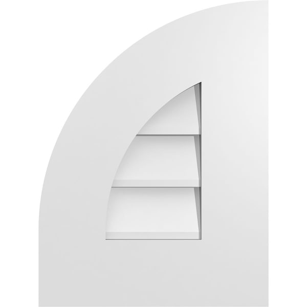 Ekena Millwork Quarter Round Top Left Surface Mount PVC Gable Vent w/ 3-1/2"W x 1"P Standard Frame, 12"W x 16"H - GVPQL12X1601SN