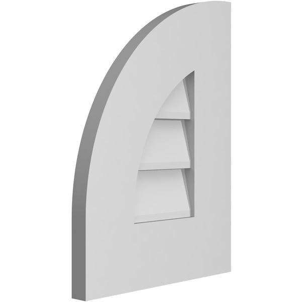 Ekena Millwork Quarter Round Top Left Surface Mount PVC Gable Vent w/ 3-1/2"W x 1"P Standard Frame, 12"W x 16"H - GVPQL12X1601SN