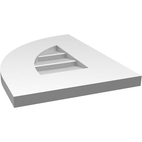 Ekena Millwork Quarter Round Top Left Surface Mount PVC Gable Vent w/ 3-1/2"W x 1"P Standard Frame, 12"W x 16"H - GVPQL12X1601SN