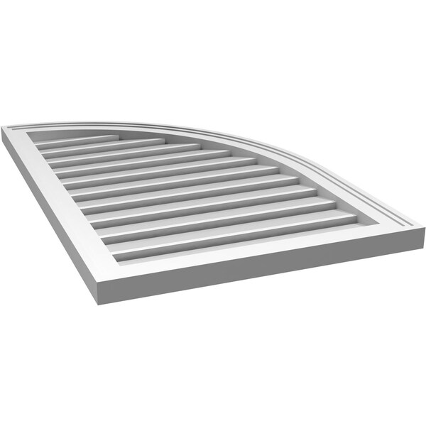 Ekena Millwork Quarter Round Top Right Surface Mount PVC Gable Vent w/ 2"W x 1-1/2"P Brickmould Frame, 22"W x 34"H - GVPQR22X3402SF