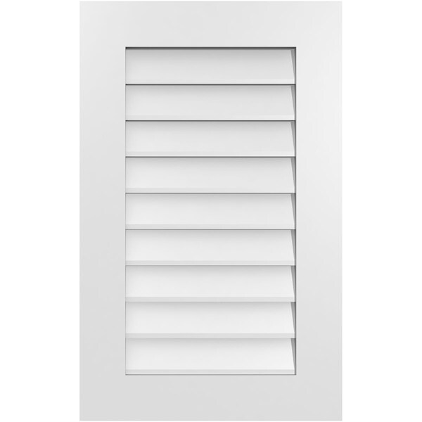 Ekena Millwork Vertical Surface Mount PVC Gable Vent: Non-Functional, w/ 3-1/2"W x 1"P Standard Frame, 20"W x 32"H - GVPVE20X3201SN
