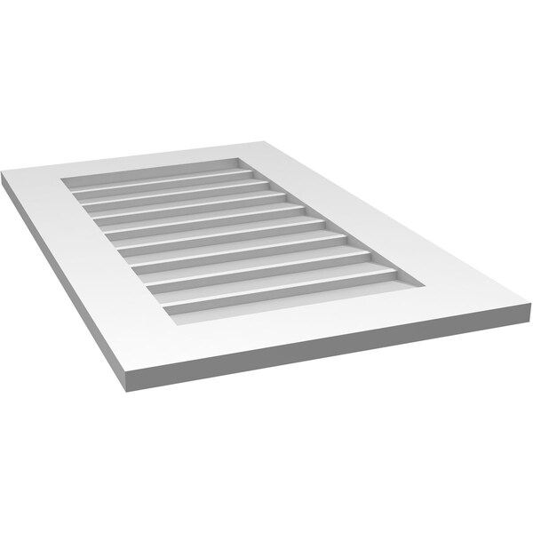 Ekena Millwork Vertical Surface Mount PVC Gable Vent: Non-Functional, w/ 3-1/2"W x 1"P Standard Frame, 20"W x 32"H - GVPVE20X3201SN