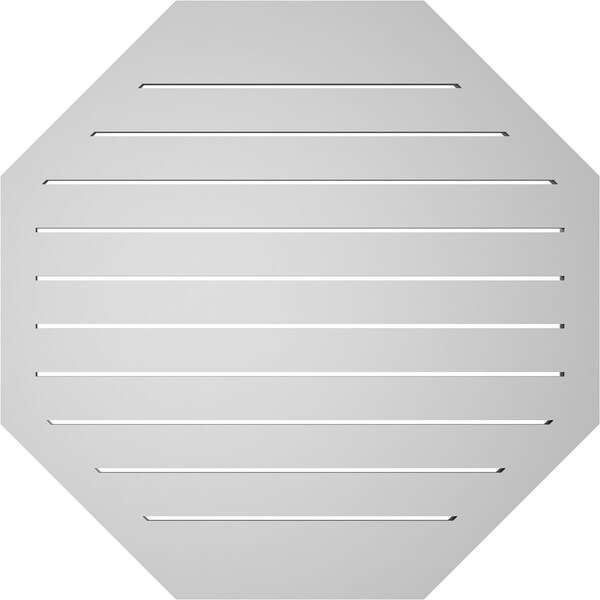 Ekena Millwork Octagonal Surface Mount PVC Gable Vent: Functional, w/ 2"W x 1-1/2"P Brickmould Frame, 34"W x 34"H - GVPOC34X3402SF