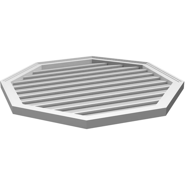 Ekena Millwork Octagonal Surface Mount PVC Gable Vent: Functional, w/ 2"W x 1-1/2"P Brickmould Frame, 34"W x 34"H - GVPOC34X3402SF