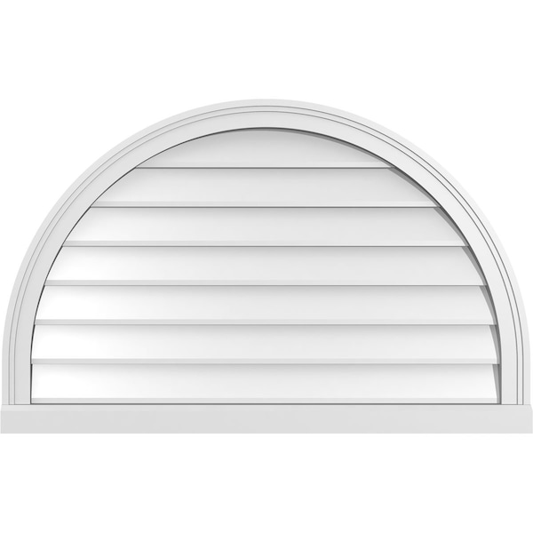 Ekena Millwork Round Top Surface Mount PVC Gable Vent w/ 2"W x 2"P Brickmould Sill Frame, 38"W x 24"H - GVPRT38X2403SN
