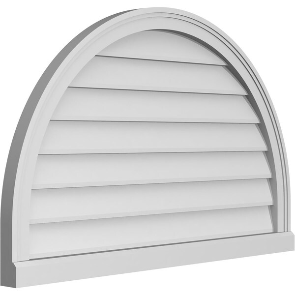 Ekena Millwork Round Top Surface Mount PVC Gable Vent w/ 2"W x 2"P Brickmould Sill Frame, 38"W x 24"H - GVPRT38X2403SN