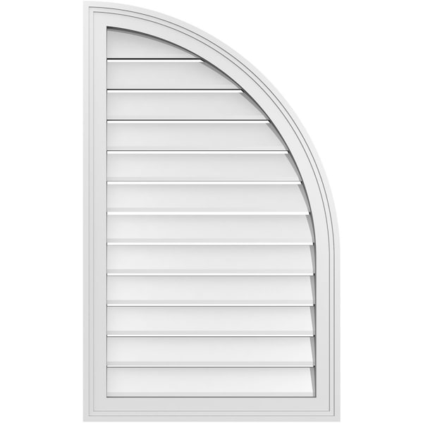 Ekena Millwork Quarter Round Top Right Surface Mount PVC Gable Vent w/ 2"W x 2"P Brickmould Sill Frame, 22"W x 36"H - GVPQR22X3603SF