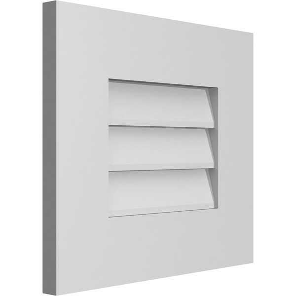 Ekena Millwork Vertical Surface Mount PVC Gable Vent: Non-Functional, w/ 3-1/2"W x 1"P Standard Frame, 16"W x 14"H - GVPVE16X1401SN