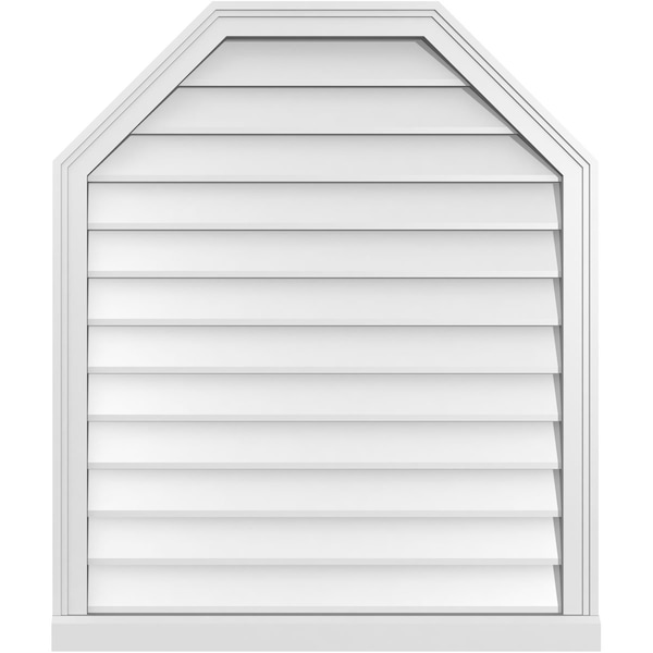 Ekena Millwork Octagonal Top Surface Mount PVC Gable Vent w/ 2"W x 2"P Brickmould Sill Frame, 32"W x 38"H - GVPOT32X3803SN