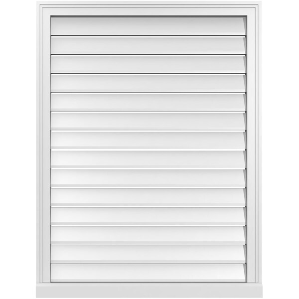 Ekena Millwork Vertical Surface Mount PVC Gable Vent: Functional, w/ 2"W x 2"P Brickmould Sill Frame, 32"W x 42"H - GVPVE32X4203SF