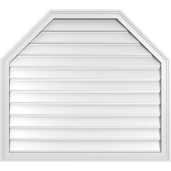 Ekena Millwork Octagonal Top Surface Mount PVC Gable Vent w/ 2"W x 1-1/2"P Brickmould Frame, 38"W x 34"H - GVPOT38X3402SF