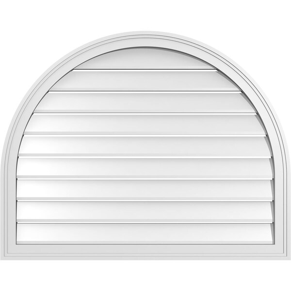 Ekena Millwork Round Top Surface Mount PVC Gable Vent: Functional, w/ 2"W x 1-1/2"P Brickmould Frame, 38"W x 30"H - GVPRT38X3002SF