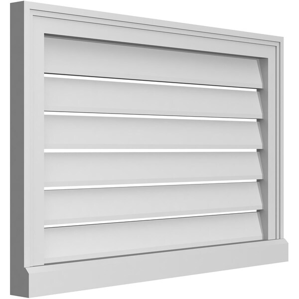 Ekena Millwork Vertical Surface Mount PVC Gable Vent: Functional, w/ 2"W x 2"P Brickmould Sill Frame, 30"W x 20"H - GVPVE30X2003SF