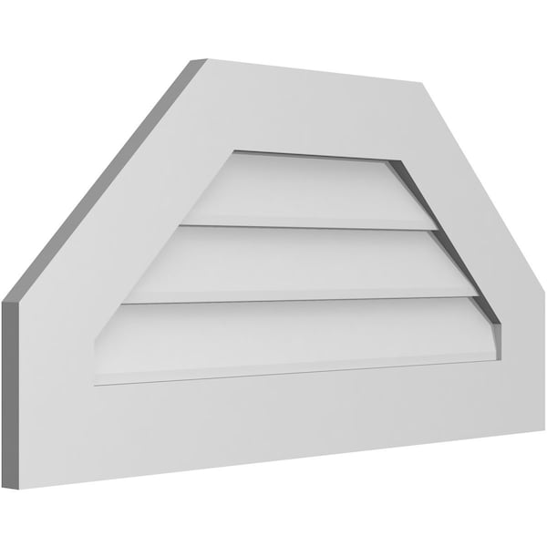 Ekena Millwork Octagonal Top Surface Mount PVC Gable Vent w/ 3-1/2"W x 1"P Standard Frame, 32"W x 16"H - GVPOT32X1601SN