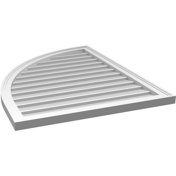 Ekena Millwork Quarter Round Top Left Surface Mount PVC Gable Vent w/ 2"W x 1-1/2"P Brickmould Frame, 30"W x 38"H - GVPQL30X3802SN