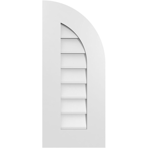 Ekena Millwork Quarter Round Top Right Surface Mount PVC Gable Vent w/ 3-1/2"W x 1"P Standard Frame, 12"W x 28"H - GVPQR12X2801SN