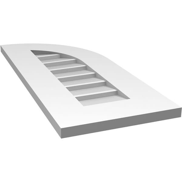 Ekena Millwork Quarter Round Top Right Surface Mount PVC Gable Vent w/ 3-1/2"W x 1"P Standard Frame, 12"W x 28"H - GVPQR12X2801SN