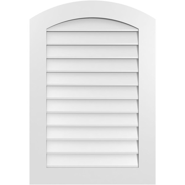 Ekena Millwork Arch Top Surface Mount PVC Gable Vent: Functional, w/ 3-1/2"W x 1"P Standard Frame, 26"W x 38"H - GVPAR26X3801SF