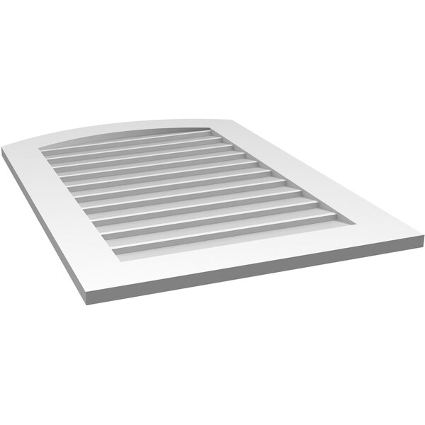 Ekena Millwork Arch Top Surface Mount PVC Gable Vent: Functional, w/ 3-1/2"W x 1"P Standard Frame, 26"W x 38"H - GVPAR26X3801SF