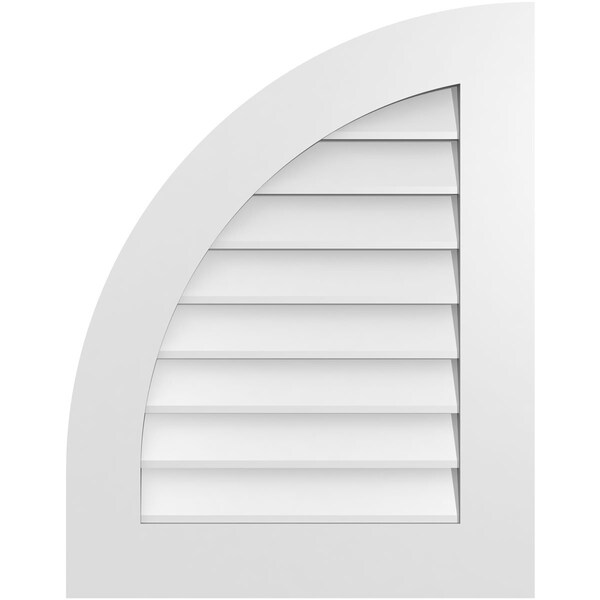 Ekena Millwork Quarter Round Top Left Surface Mount PVC Gable Vent w/ 3-1/2"W x 1"P Standard Frame, 22"W x 28"H - GVPQL22X2801SN