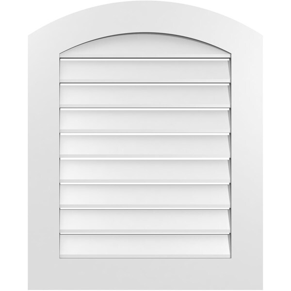 Ekena Millwork Arch Top Surface Mount PVC Gable Vent: Non-Functional, w/ 3-1/2"W x 1"P Standard Frame, 26"W x 30"H - GVPAR26X3001SN