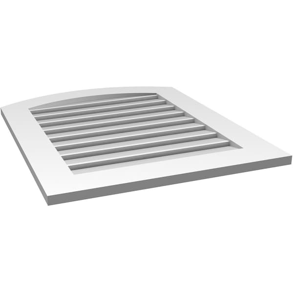 Ekena Millwork Arch Top Surface Mount PVC Gable Vent: Non-Functional, w/ 3-1/2"W x 1"P Standard Frame, 26"W x 30"H - GVPAR26X3001SN