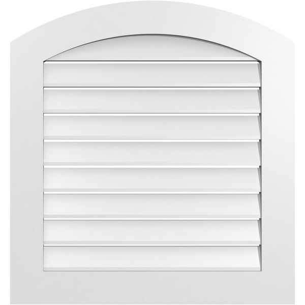 Ekena Millwork Arch Top Surface Mount PVC Gable Vent: Non-Functional, w/ 3-1/2"W x 1"P Standard Frame, 30"W x 30"H - GVPAR30X3001SN