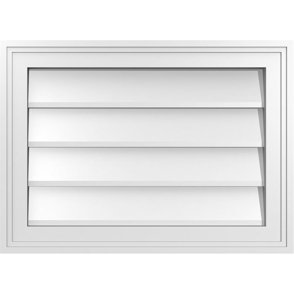 Ekena Millwork Vertical Surface Mount PVC Gable Vnt: Non-Functional, w/2"W x 1-1/2"H, Brickmould Frame, 22"W x 16"H - GVPVE22X1602SN