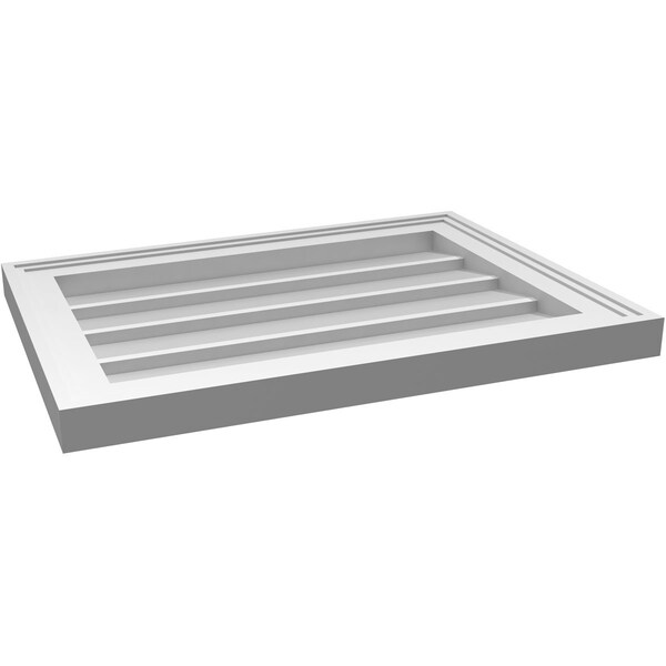 Ekena Millwork Vertical Surface Mount PVC Gable Vnt: Non-Functional, w/2"W x 1-1/2"H, Brickmould Frame, 22"W x 16"H - GVPVE22X1602SN