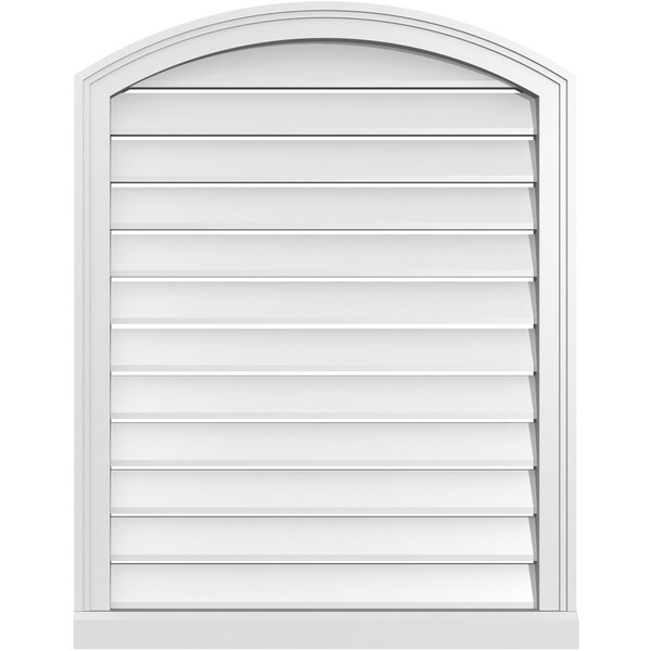 Ekena Millwork Arch Top Surface Mount PVC Gable Vent w/ 2"W x 2"P Brickmould Sill Frame, 28"W x 34"H - GVPAR28X3403SN