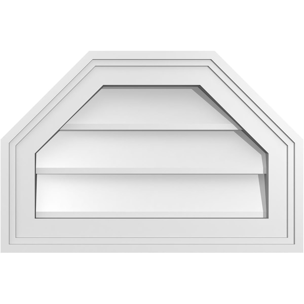 Ekena Millwork Octagonal Top Surface Mount PVC Gable Vent w/ 2"W x 1-1/2"P Brickmould Frame, 18"W x 12"H - GVPOT18X1202SN