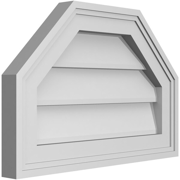 Ekena Millwork Octagonal Top Surface Mount PVC Gable Vent w/ 2"W x 1-1/2"P Brickmould Frame, 18"W x 12"H - GVPOT18X1202SN