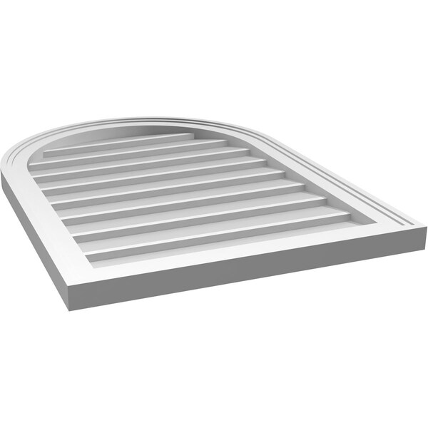 Ekena Millwork Round Top Surface Mount PVC Gable Vent w/ 2"W x 1-1/2"P Brickmould Frame, 22"W x 30"H - GVPRT22X3002SN