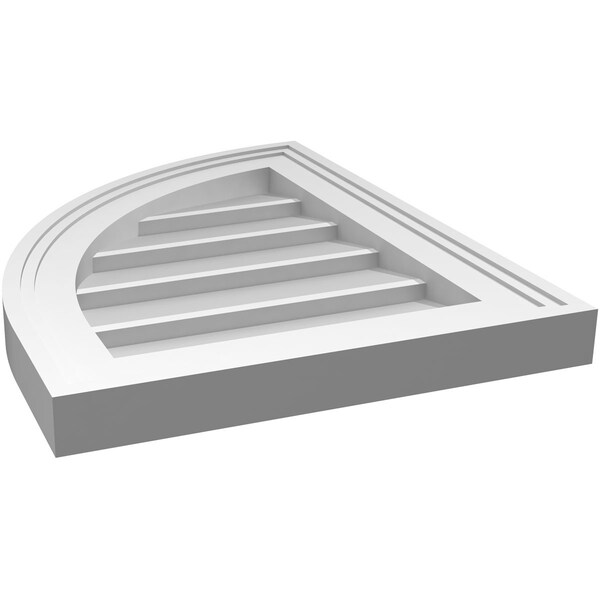 Ekena Millwork Quarter Round Top Left Surface Mount PVC Gable Vent w/ 2"W x 1-1/2"P Brickmould Frame, 14"W x 18"H - GVPQL14X1802SN