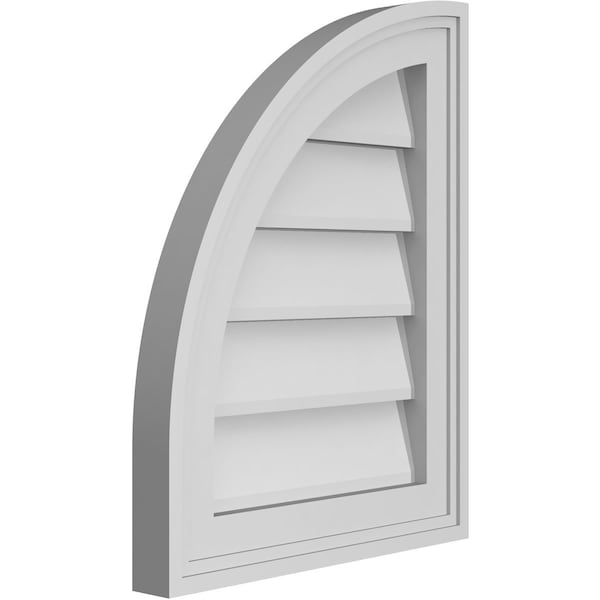 Ekena Millwork Quarter Round Top Left Surface Mount PVC Gable Vent w/ 2"W x 1-1/2"P Brickmould Frame, 14"W x 18"H - GVPQL14X1802SN