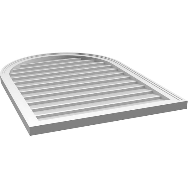 Ekena Millwork Round Top Surface Mount PVC Gable Vent w/ 2"W x 1-1/2"P Brickmould Frame, 28"W x 38"H - GVPRT28X3802SN